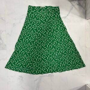 H&M Green A-Line Midi Skirt